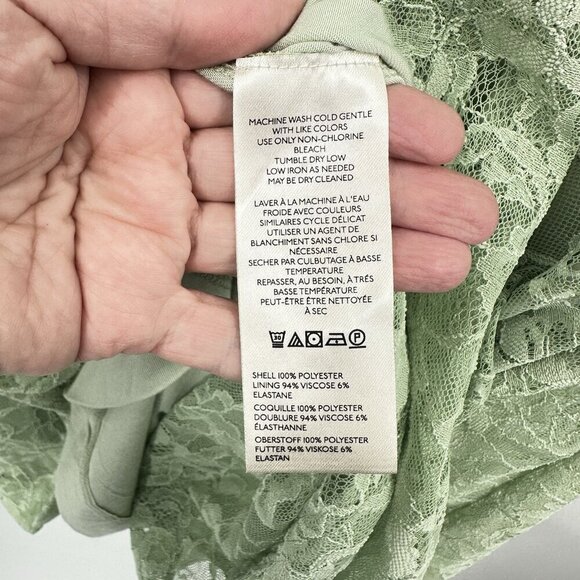 NEW ANTHROPOLOGIE MAEVE dress fit flare mini lace mock neck flutter mint LARGE - Picture 10 of 11